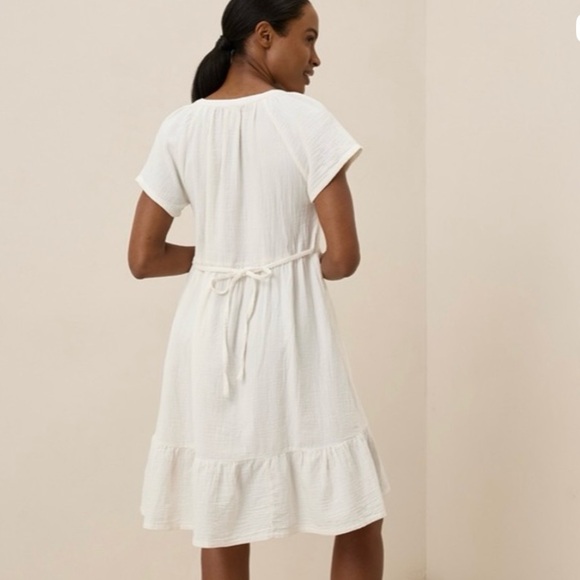 Pact Coastal Double Gauze Breezy Dress Ivory Medium - Picture 5 of 13